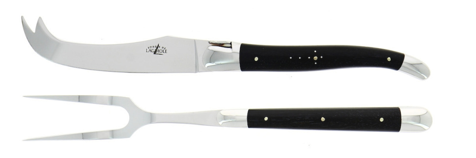 Kaasset, Ebbenhouten handvatten, glanzend, Traditioneel - Forge de Laguiole in de groep Koken / Keukenmessen / Kaas messen bij The Kitchen Lab (1446-32878)