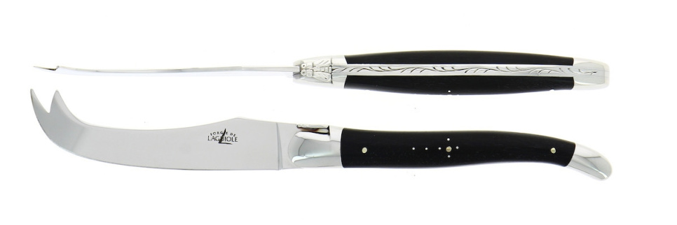 Kaasset, Ebbenhouten handvatten, glanzend, Traditioneel - Forge de Laguiole