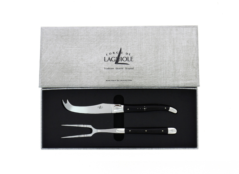 Kaasset, Ebbenhouten handvatten, glanzend, Traditioneel - Forge de Laguiole