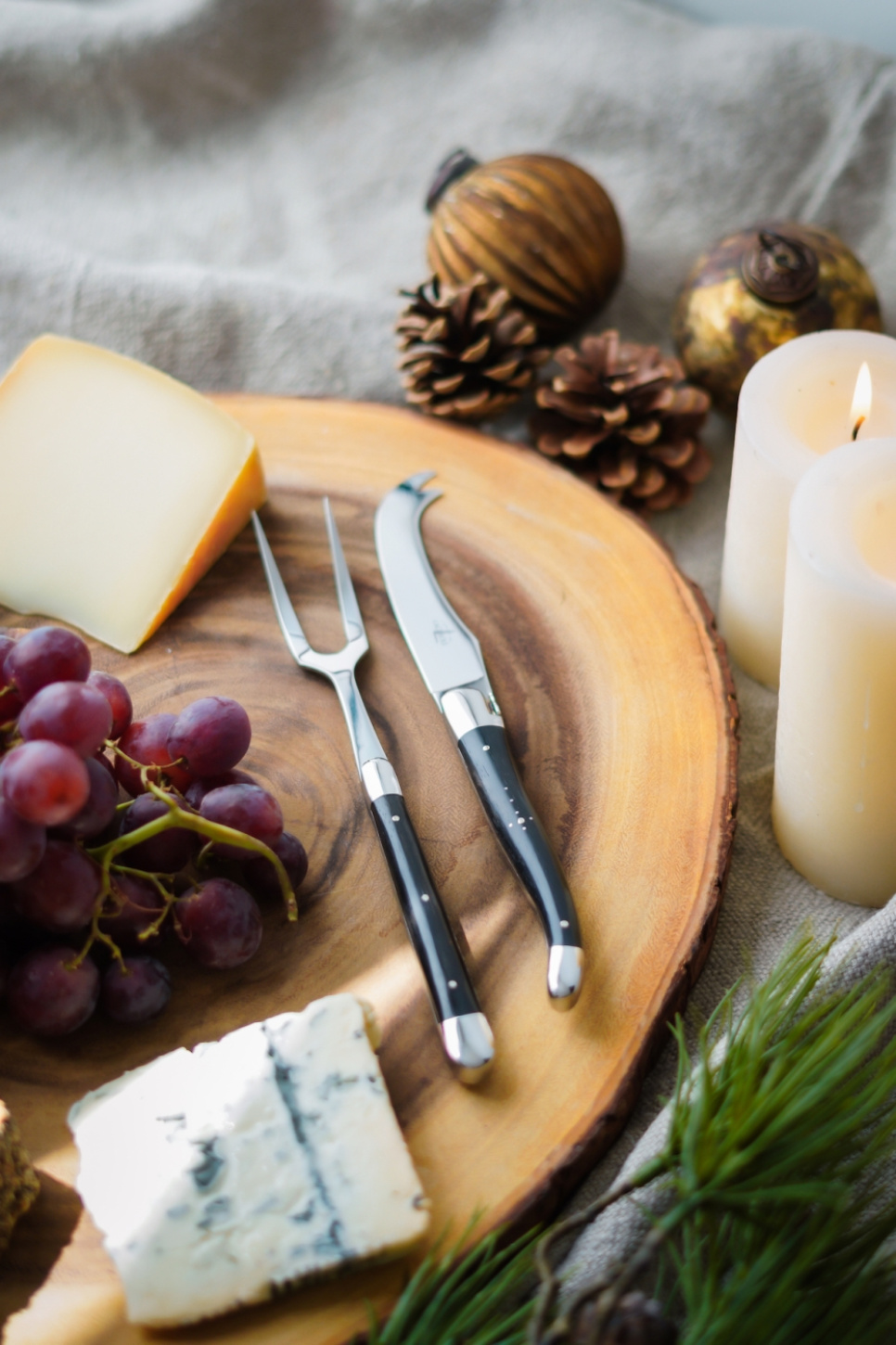 Kaasset, Ebbenhouten handvatten, glanzend, Traditioneel - Forge de Laguiole