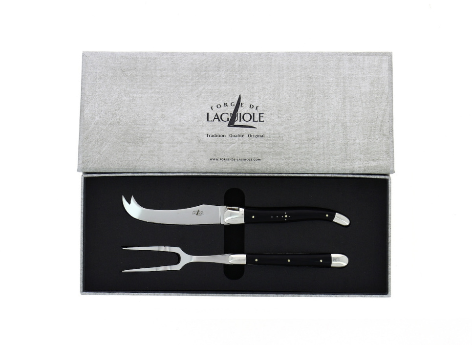 Kaasset, handvat van donker hoorn, gepolijst, Tradition - Forge de Laguiole