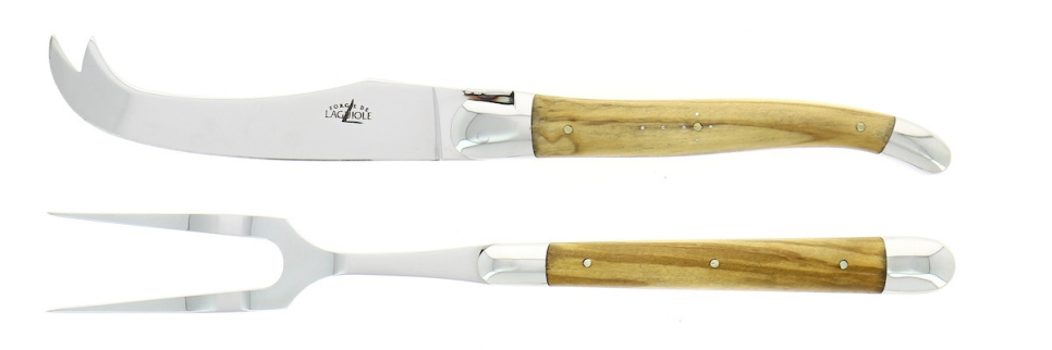 Kaasset, handgrepen van olijfhout, glanzend, Traditioneel - Forge de Laguiole in de groep Koken / Keukenmessen / Kaas messen bij The Kitchen Lab (1446-32882)