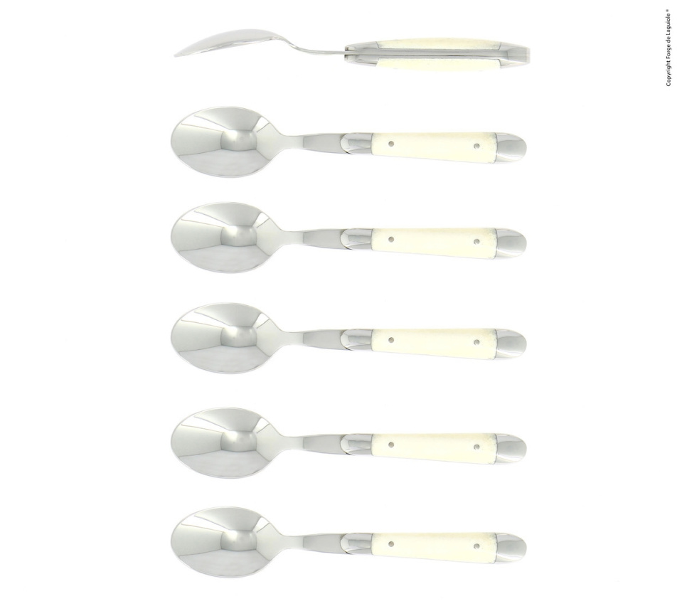 Zes dessertlepels, been handvat, gepolijst, Tradition - Forge de Laguiole in de groep Tafelschikking / Bestek / Lepels bij The Kitchen Lab (1446-32901)