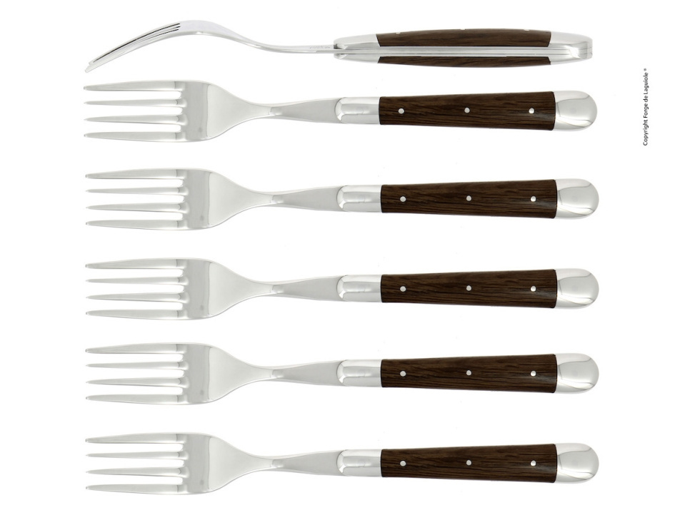 Zes vorken, handvat van versteend eiken, gepolijst, Tradition - Forge de Laguiole in de groep Tafelschikking / Bestek / Vorken bij The Kitchen Lab (1446-32927)