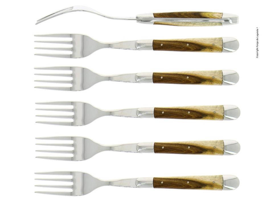 Zes vorken, Pistage handvat, gepolijst, Tradition - Forge de Laguiole in de groep Tafelschikking / Bestek / Vorken bij The Kitchen Lab (1446-32931)
