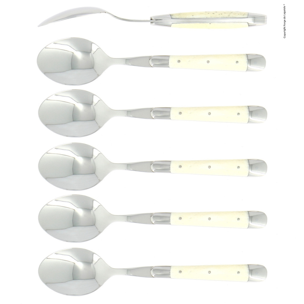 Zes lepels, benen handvat, gepolijst, Tradition - Forge de Laguiole in de groep Tafelschikking / Bestek / Lepels bij The Kitchen Lab (1446-32936)