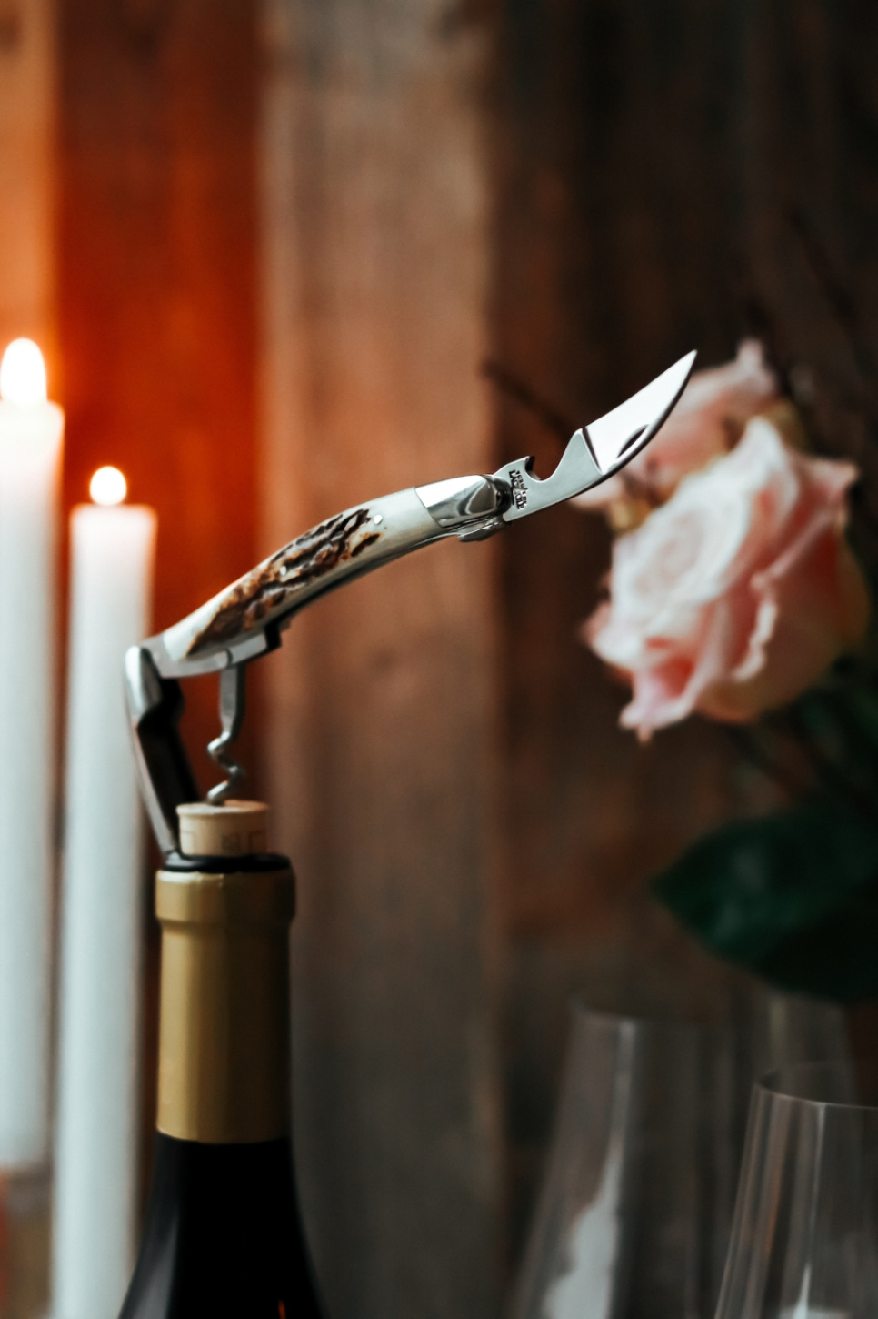 Sommeliermes van hertengewei, gepolijst, Traditioneel - Forge de Laguiole