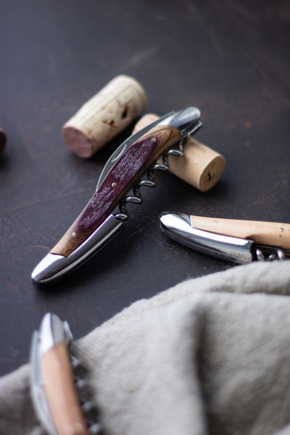 Houten Sommeliermes van Eikenhouten Vat, gepolijst, Traditioneel - Forge de Laguiole