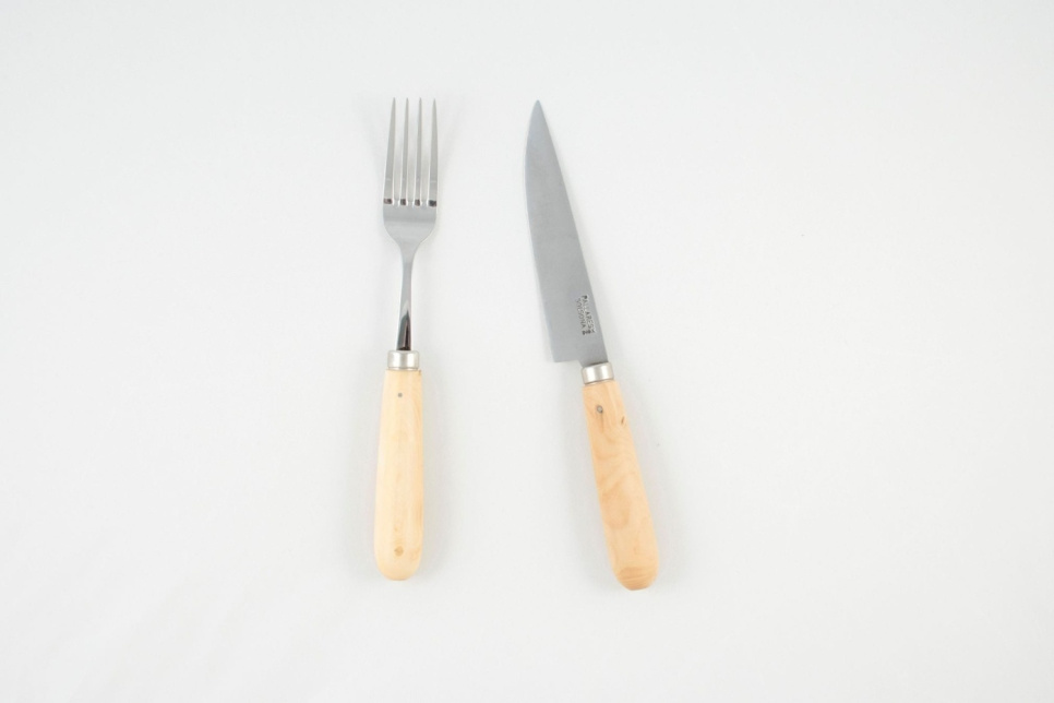 Mes en vork met buxushouten handvat, 2-pack - Pallarès in de groep Tafelschikking / Bestek / Messen bij The Kitchen Lab (1451-23759)