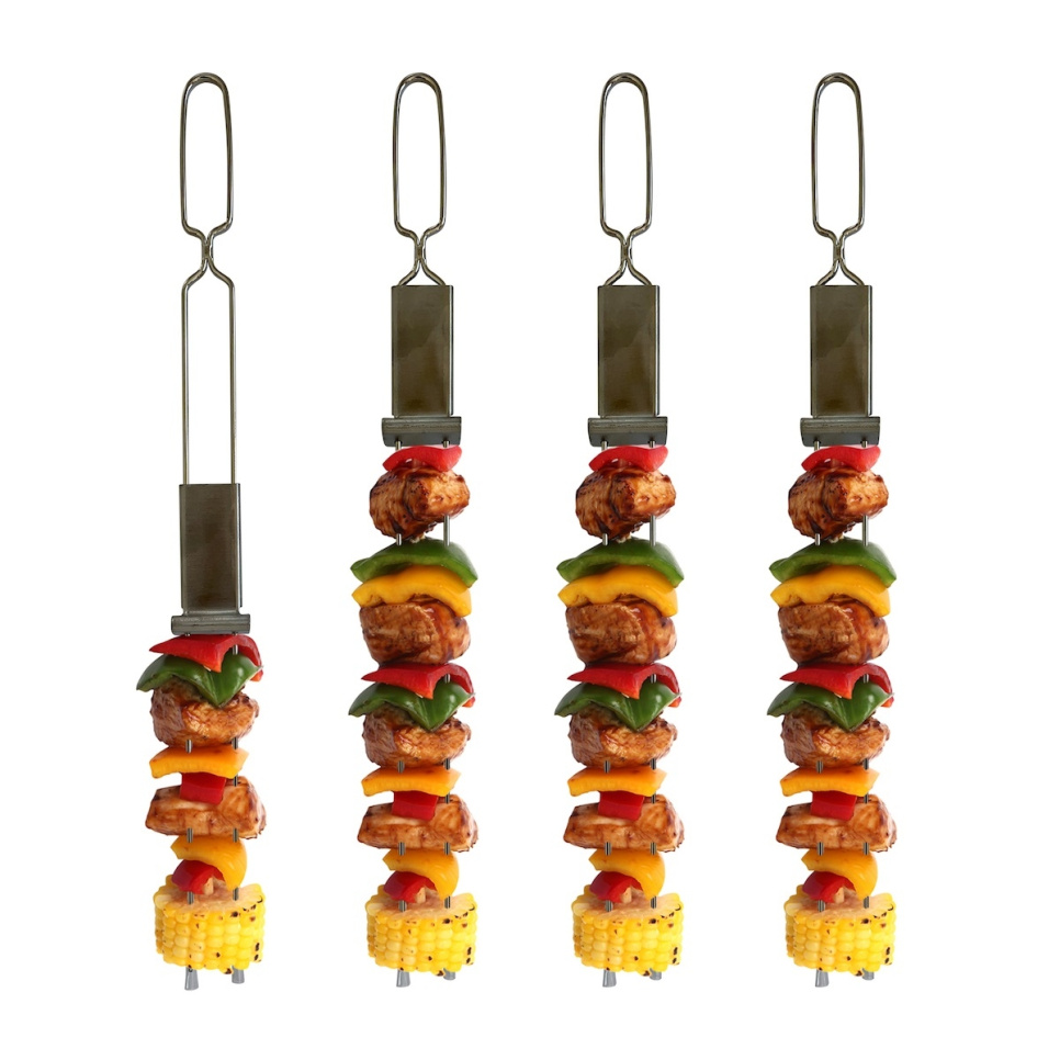 Dubbele barbecuespies, 4 stuks - Outset in de groep Barbecues, Fornuizen & Ovens / Barbecue accessoires / Barbecuespies bij The Kitchen Lab (1451-27809)
