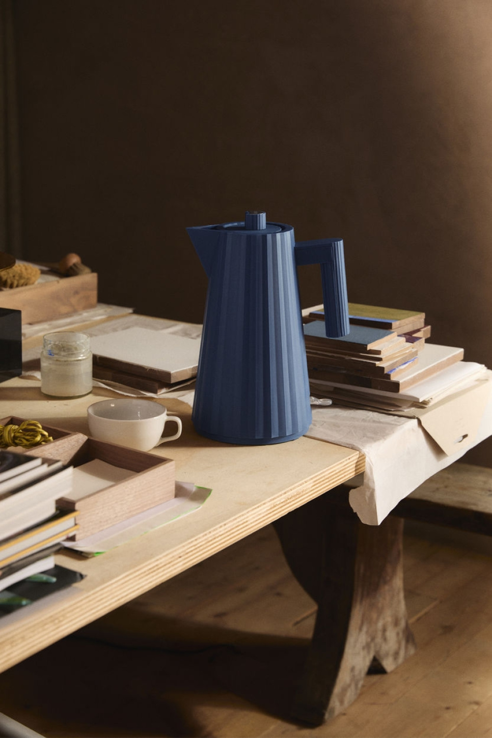 Waterkoker, Plissé, Blauw - Alessi - 1 liter