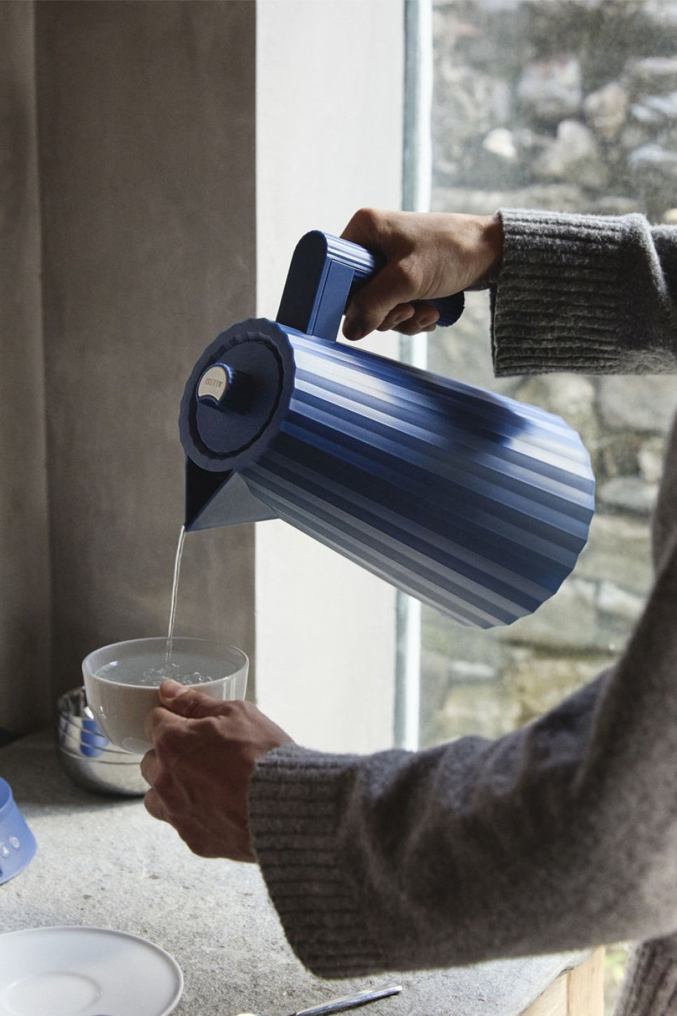 Waterkoker, Plissé, Blauw - Alessi - 1.7 liter