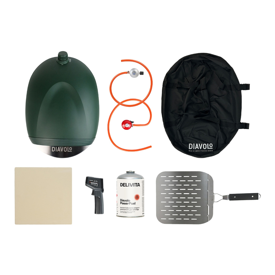 Pizzaoven Diavolo, Gas gestookt, Groen - Delivita Pizzaoven Diavolo, Gas gestookt, Groen - Delivita