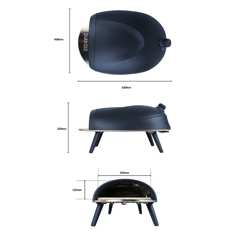 Pizzaoven Diavolo, Gas gestookt, Blauw - Delivita Pizzaoven Diavolo, Gas gestookt, Blauw - Delivita