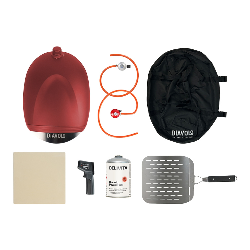 Pizzaoven Diavolo, Gas gestookt, Rood - Delivita Pizzaoven Diavolo, Gas gestookt, Rood - Delivita