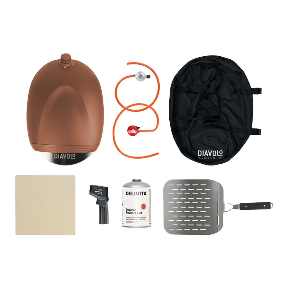 Pizzaoven Diavolo, Gas gestookt, Bruin - Delivita Pizzaoven Diavolo, Gas gestookt, Bruin - Delivita