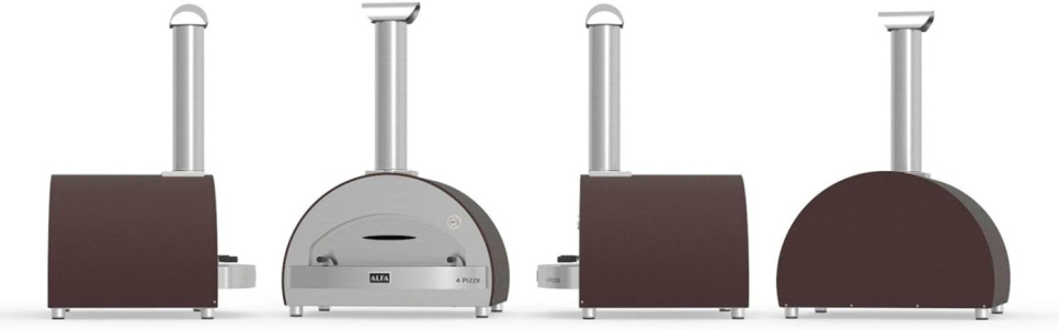 4 Pizza, Pizzaoven, Houtgestookt, koperkleurig - Alfa Forni