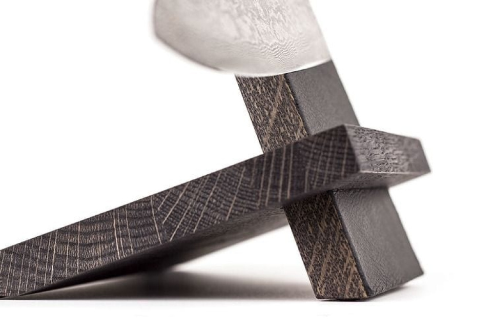 Handgemaakte messenstandaard, eiken en leer - Piotr The Bear