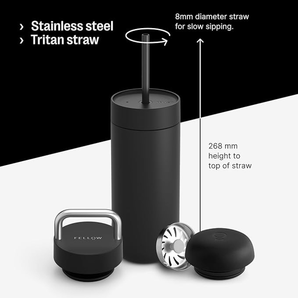 Thermos, Carter 3 in 1 Sip Systeem, Mat Zwart 16oz - Collega Thermos, Carter 3 in 1 Sip Systeem, Mat Zwart 16oz - Collega