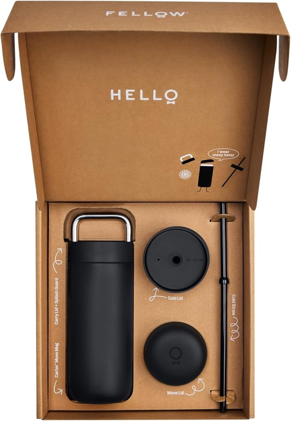 Thermos, Carter 3 in 1 Sip Systeem, Mat Zwart 16oz - Collega Thermos, Carter 3 in 1 Sip Systeem, Mat Zwart 16oz - Collega