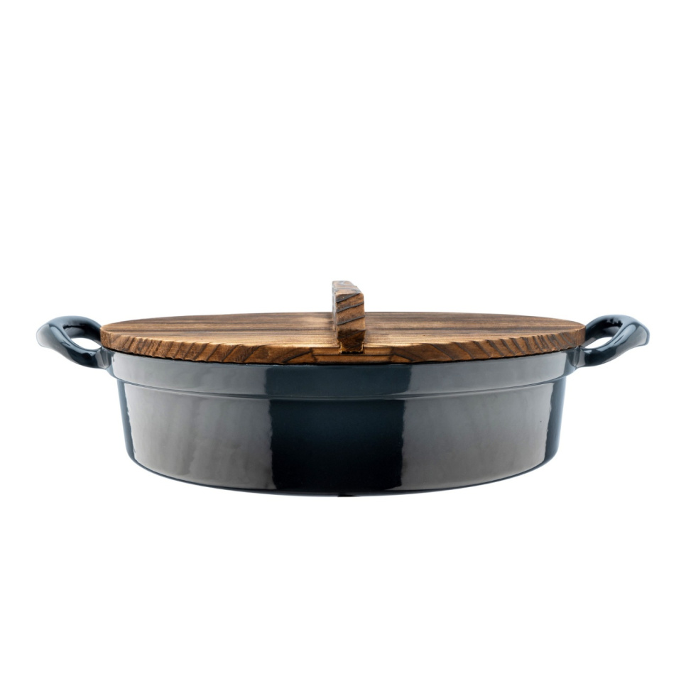 Gietijzeren braadpan met houten deksel 30 cm - Heirol in de groep Koken / Potten & Pannen / Potten bij The Kitchen Lab (1786-22028)