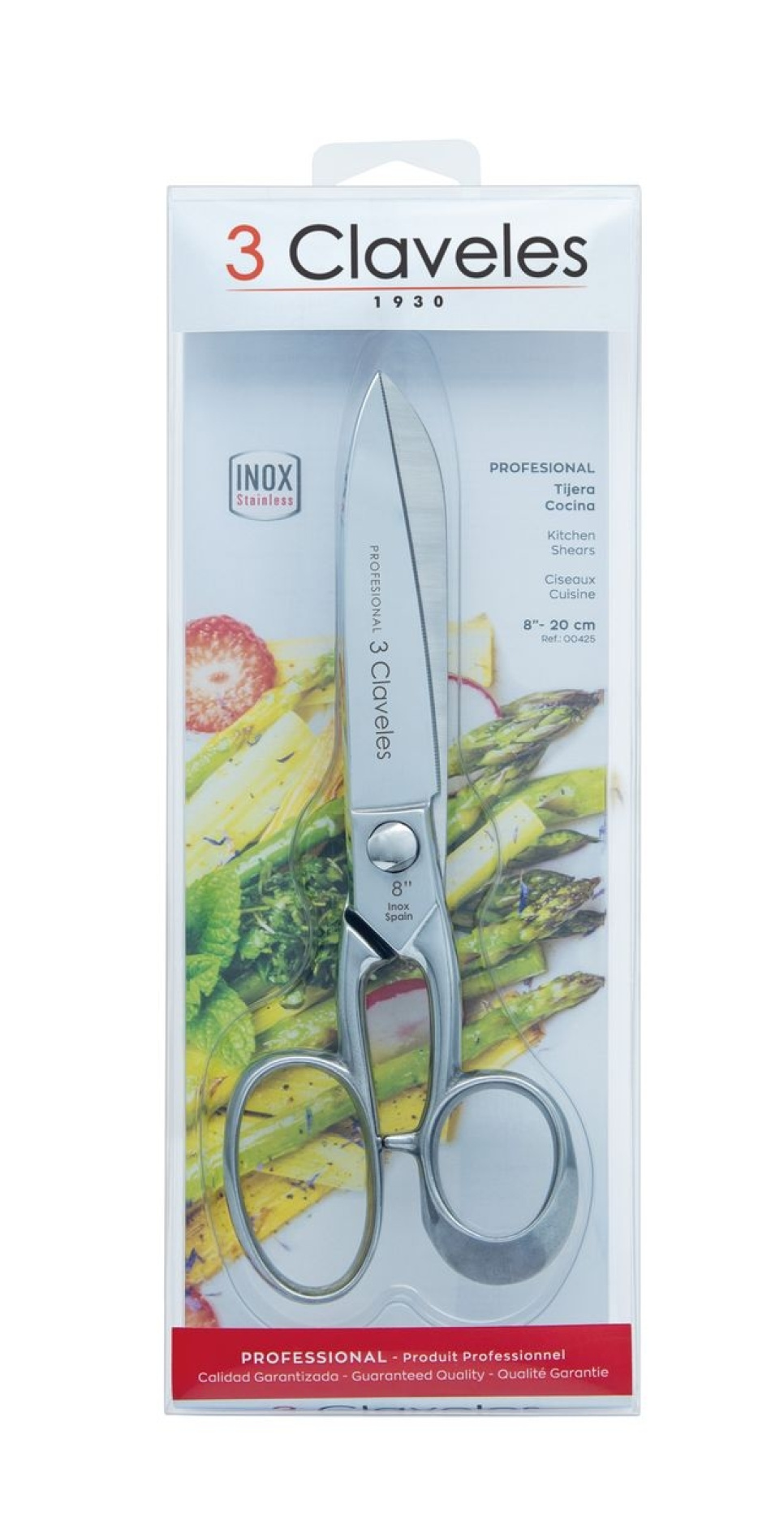 Keukenschaar van roestvrij staal, Professional - 3 Claveles - 20 cm