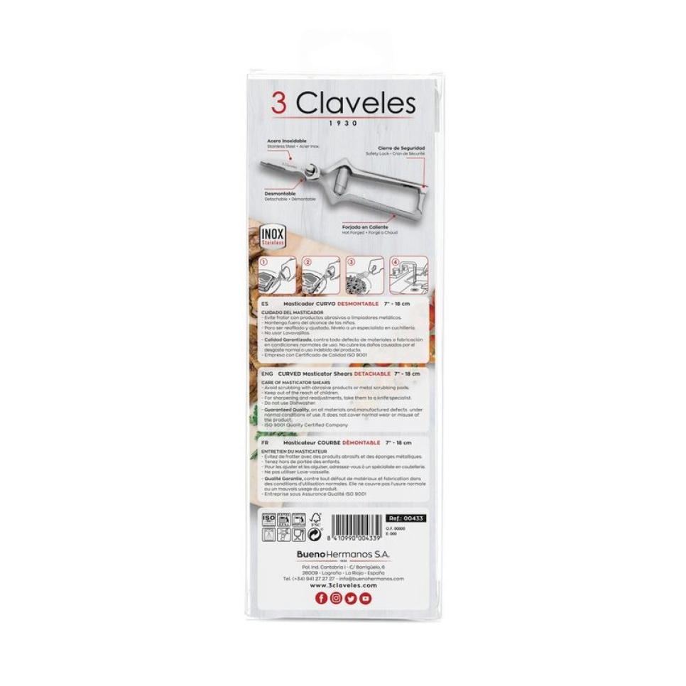 Afgeronde kauwer, schaar voor rauw vlees - 3 Claveles