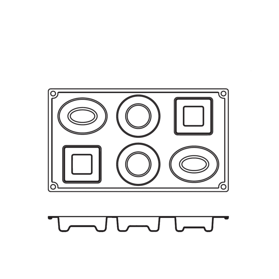 Bakvorm in siliconen, rond, ovaal, vierkant, 6 stuks - Pavoni Bakvorm in siliconen, rond, ovaal, vierkant, 6 stuks - Pavoni