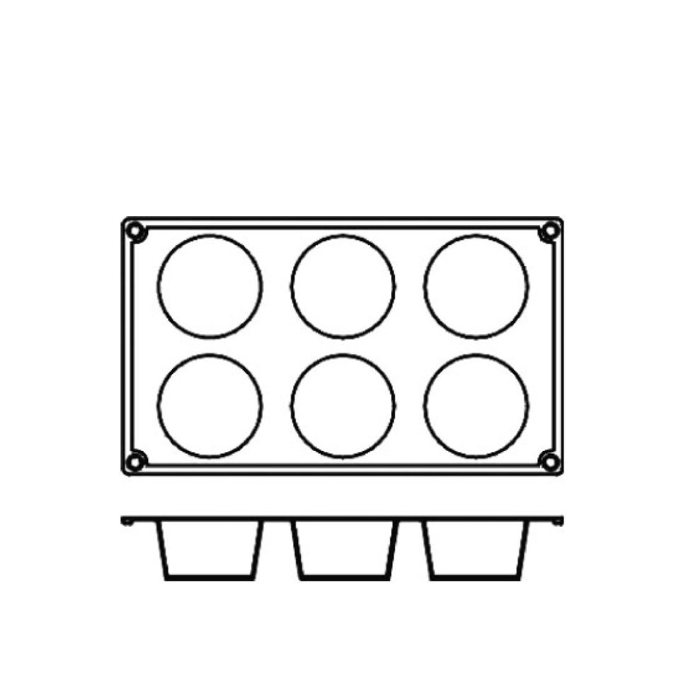 Bakvorm in siliconen, cilinder, 6 stuks - Pavoni