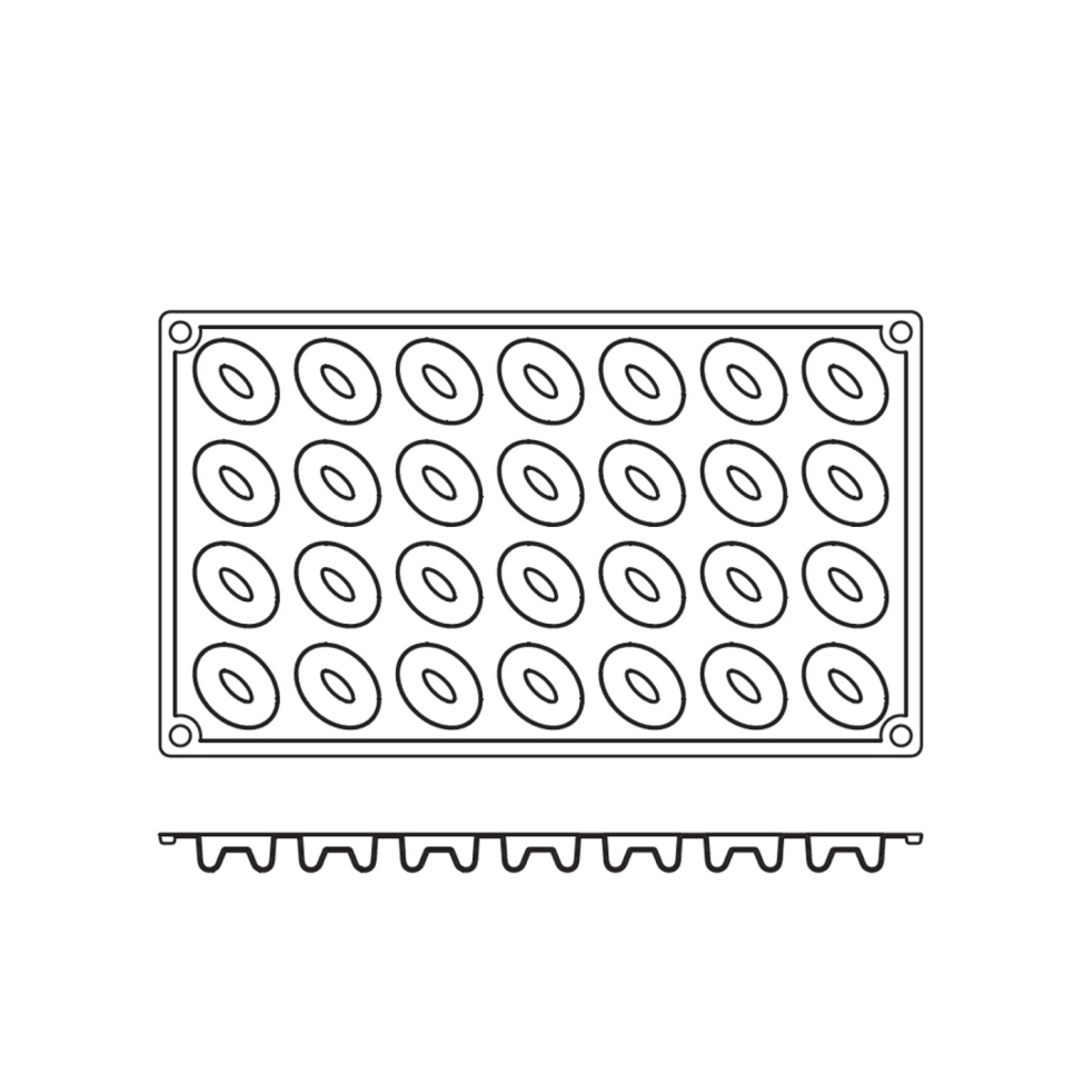 Bakvorm in siliconen, Kleine ovale Savarin, 28 st - Pavoni