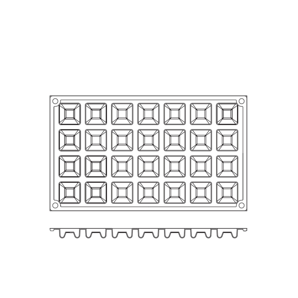 Bakvorm in siliconen, Small vierkant Savarin, 28 st - Pavoni