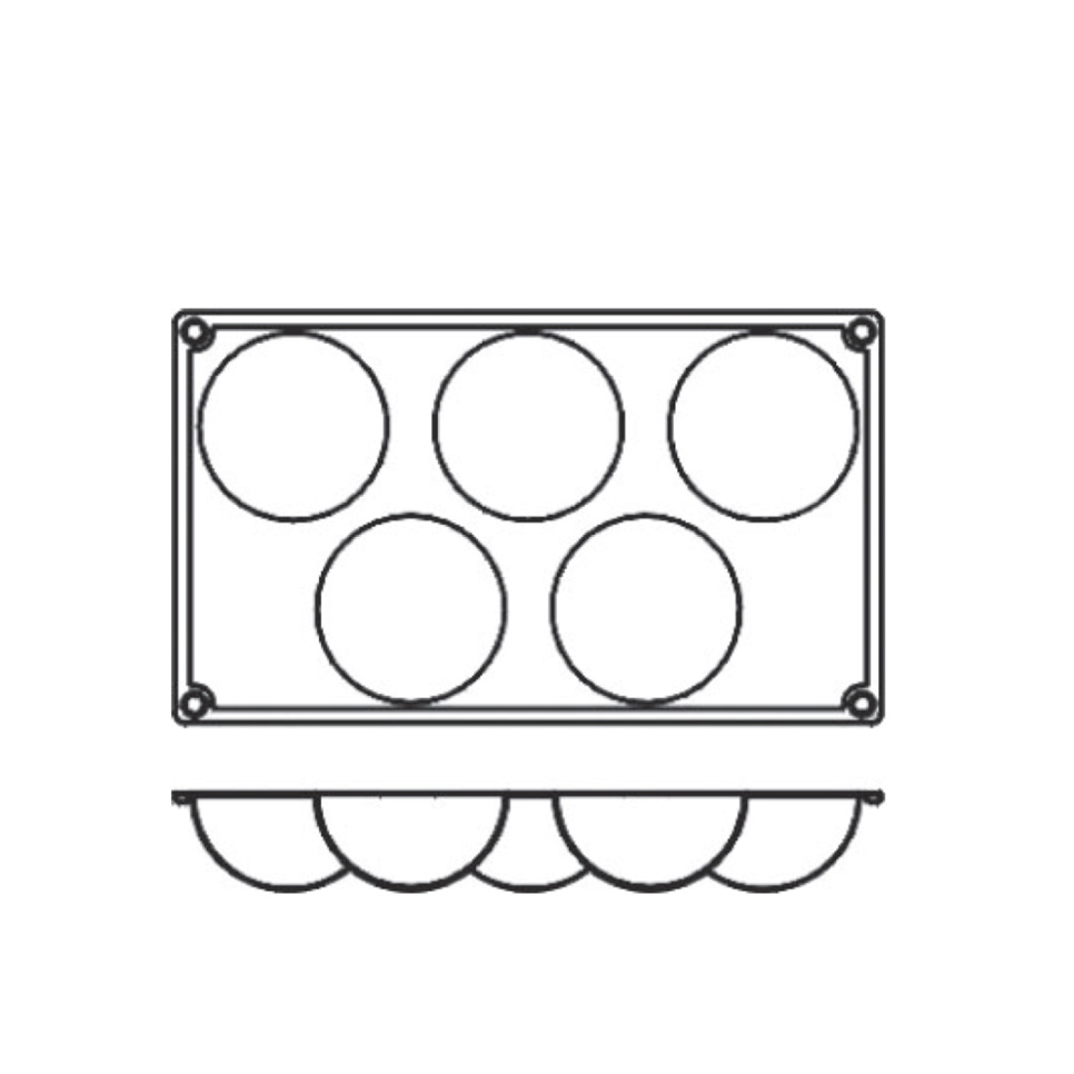 Bakvorm in siliconen, halve bol, 5 stuks - Pavoni