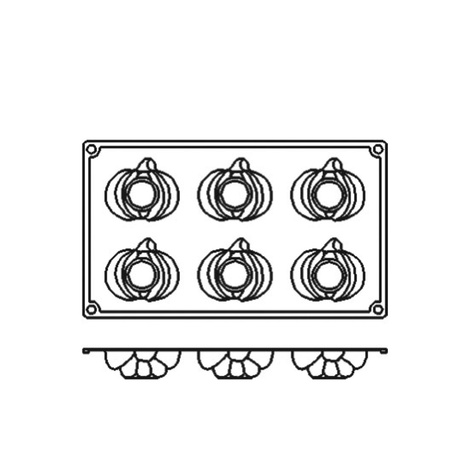 Bakvorm in siliconen, pompoen, 6 stuks - Pavoni