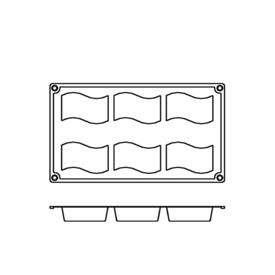 Bakvorm in siliconen, zwaaiende rechthoek, 6 stuks - Pavoni Bakvorm in siliconen, zwaaiende rechthoek, 6 stuks - Pavoni