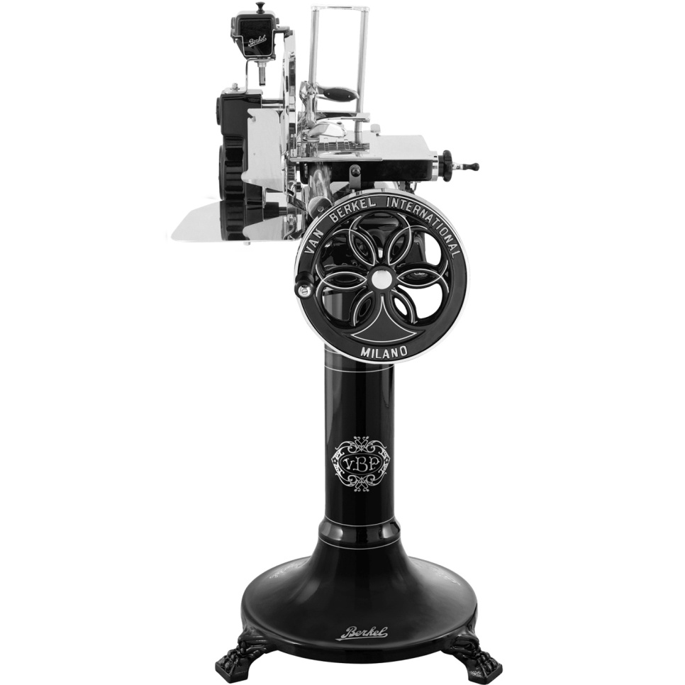 Standaard voor Slicer B3, Tribute, B114, Zwart met zilveren decor - Berkel Standaard voor Slicer B3, Tribute, B114, Zwart met zilveren decor - Berkel