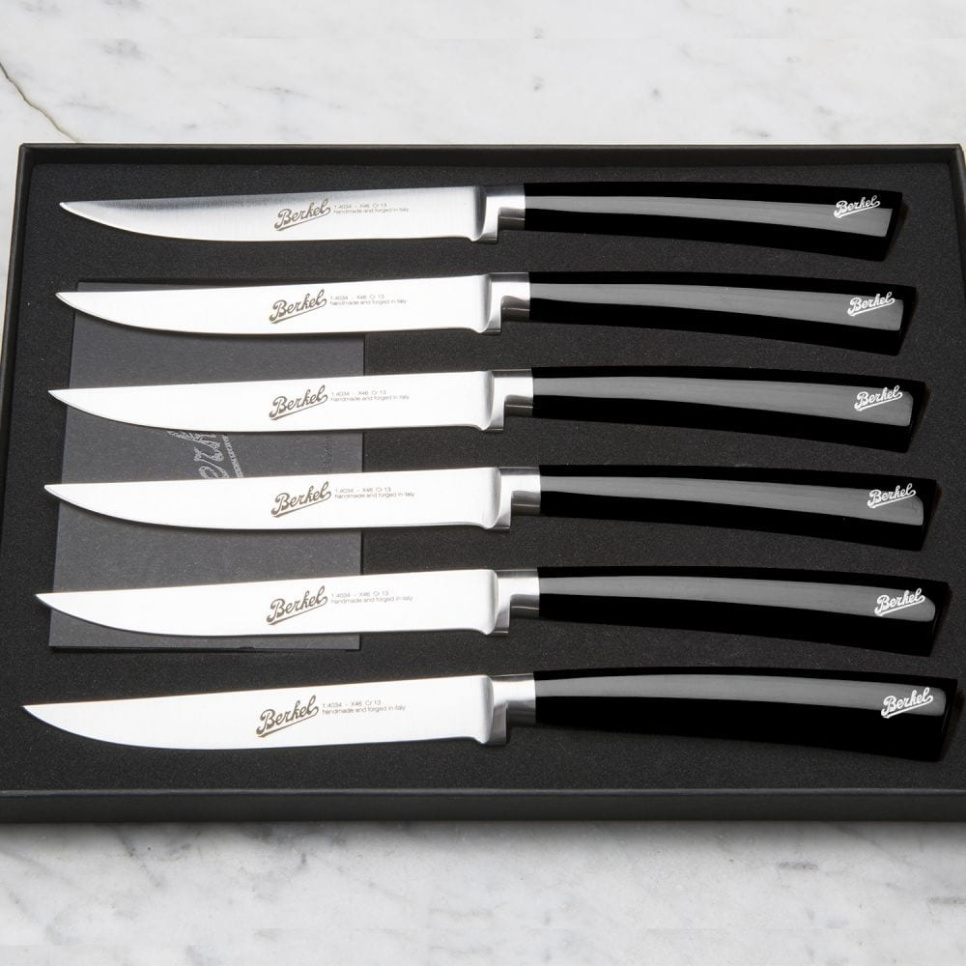 Steakmessen, 6-pack, Elegance Glossy Zwart - Berkel
