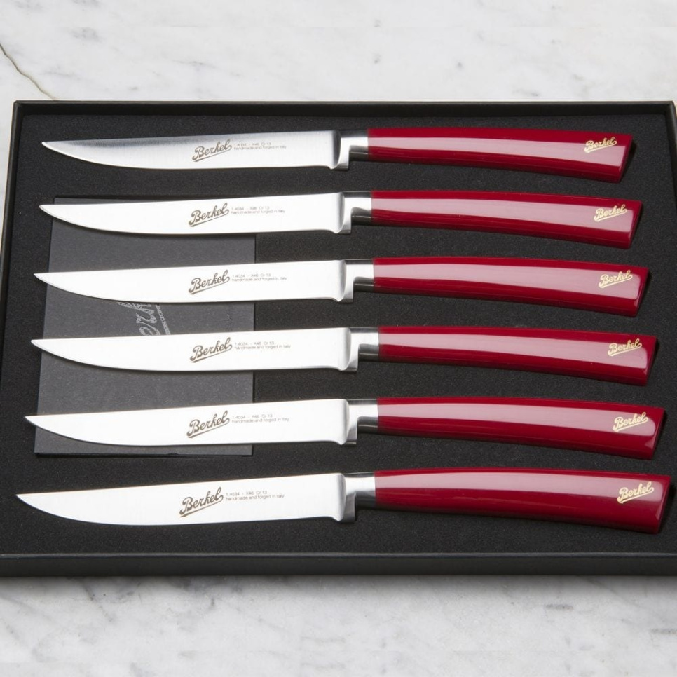 Steakmessen, 6-pack, Elegance Red - Berkel Steakmessen, 6-pack, Elegance Red - Berkel