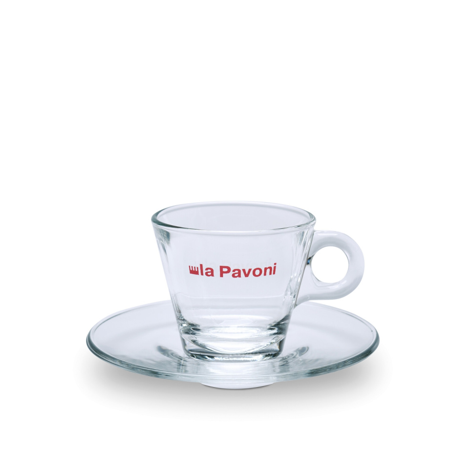 Espressokopjes in glas met schotel, 6 stuks - La Pavoni in de groep Thee & Koffie / Koffie accessoires / Koffiekopjes bij The Kitchen Lab (1984-31487)