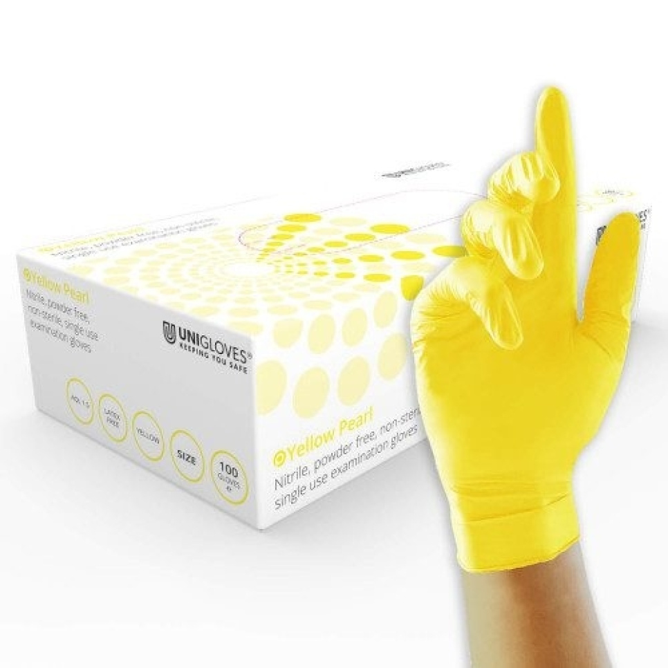 Nitril handschoen, geel, 100 stuks - Unigloves in de groep Koken / Keukengerei / Mise en place bij The Kitchen Lab (2047-26254)
