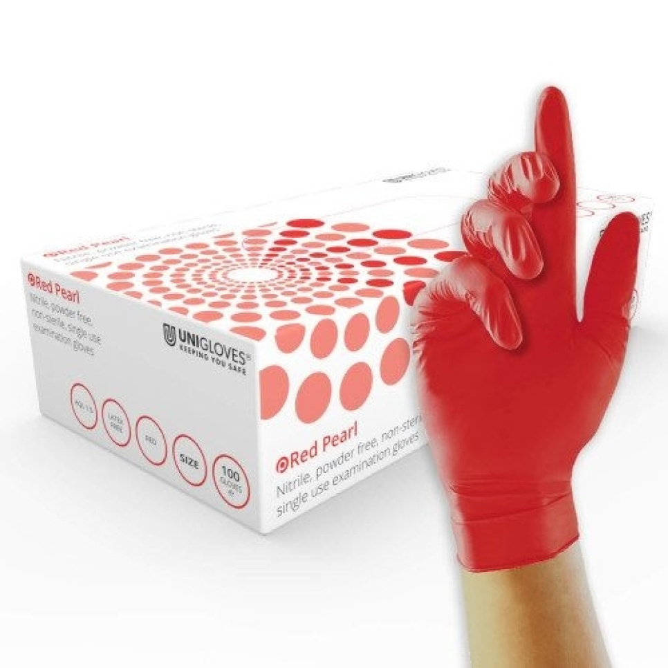 Nitril handschoen, rood, 100 stuks - Unigloves in de groep Koken / Keukengerei / Mise en place bij The Kitchen Lab (2047-26257)