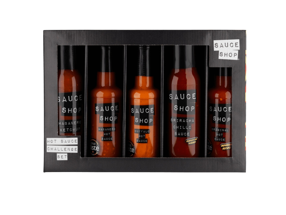 Hot Sauce Challenge, Set med Fem Chilisåser - Sauce Shop in de groep Koken / Koloniaal bij The Kitchen Lab (2070-26812)