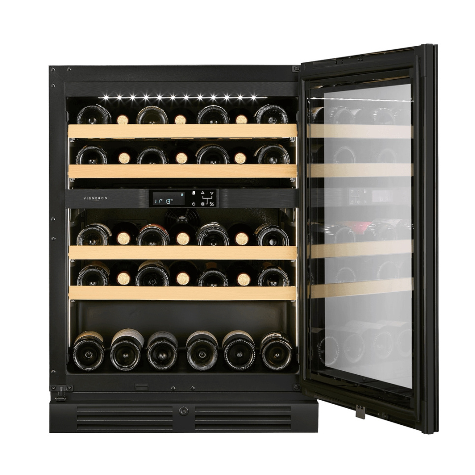 Wijnkoelkast Designline 60, Dubbele zone, Zwart - Vigneron