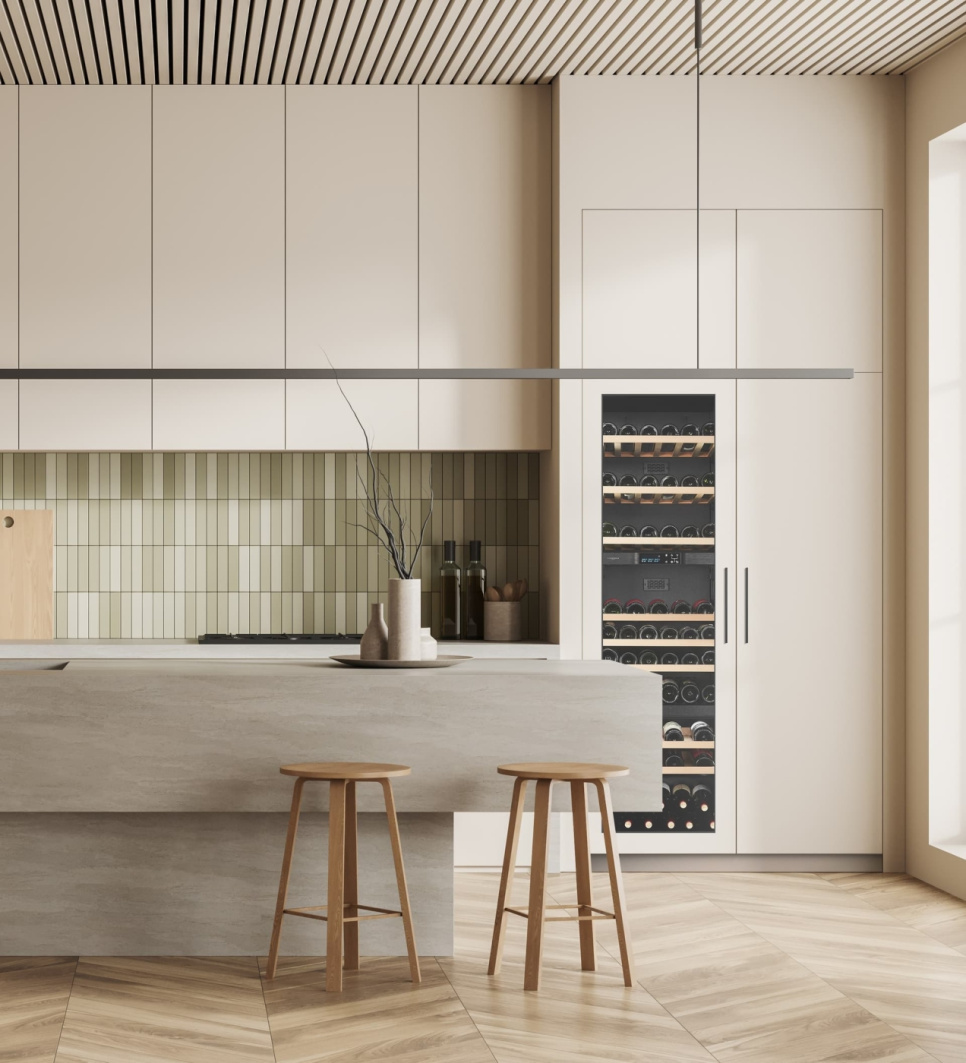 Wijnkoelkast Kitchen Integrated 180, Drie zones - Vigneron