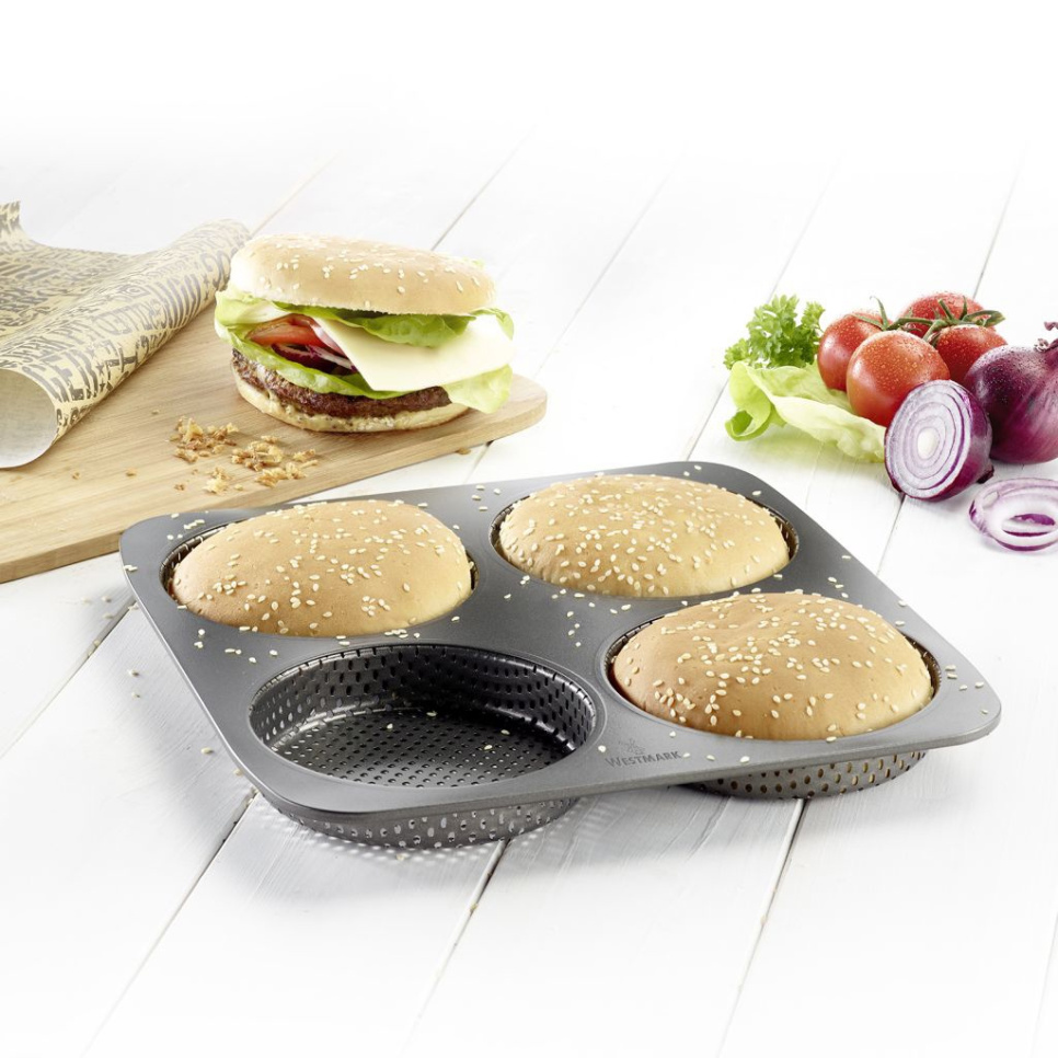 Geperforeerd bakblik voor hamburgerbroodjes, antiaanbaklaag - Westmark Geperforeerd bakblik voor hamburgerbroodjes, antiaanbaklaag - Westmark
