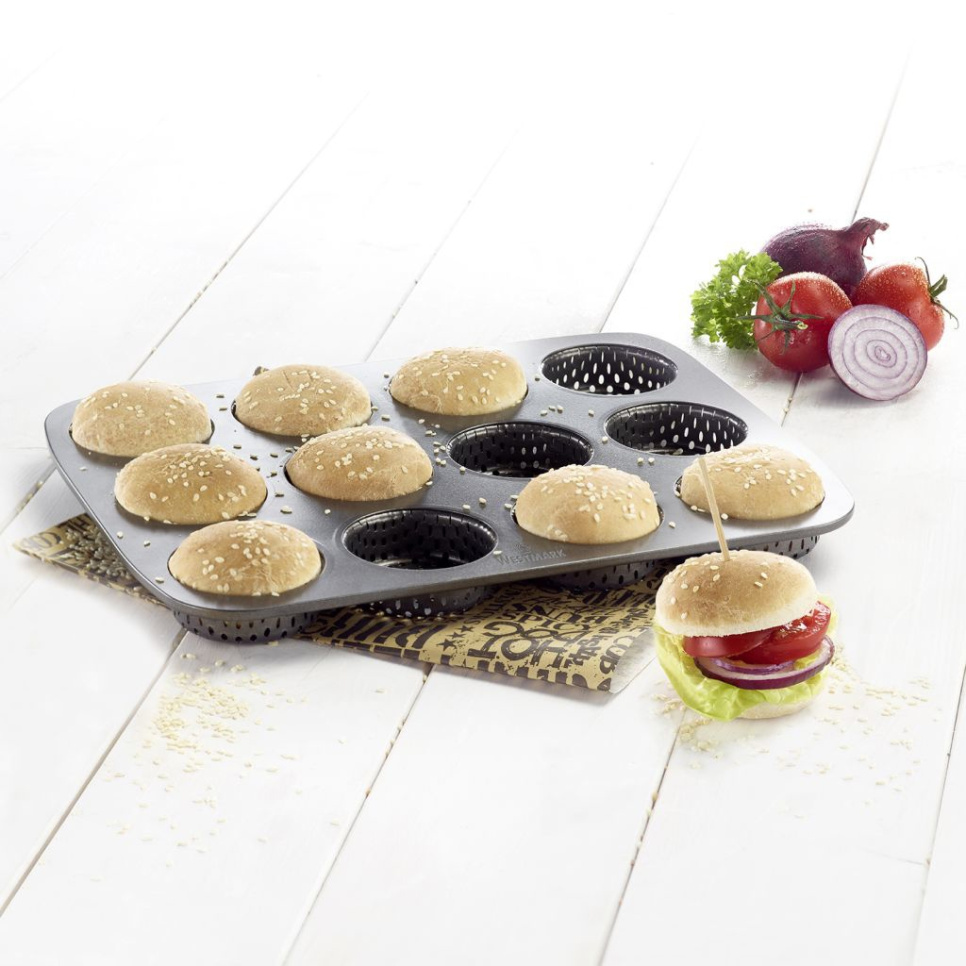 Geperforeerd bakblik voor mini-hamburgerbroodjes, antiaanbaklaag - Westmark Geperforeerd bakblik voor mini-hamburgerbroodjes, antiaanbaklaag - Westmark