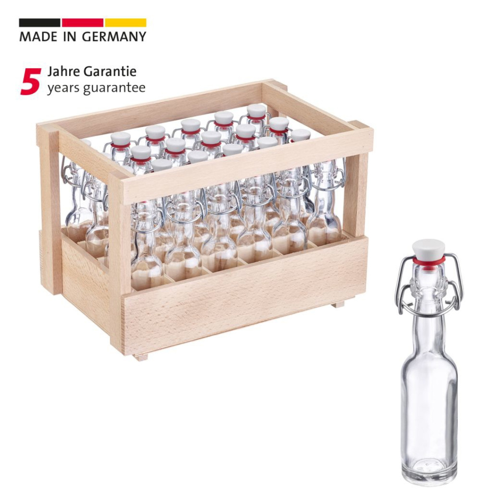 Glazen fles met draaidop met houten doosje, 40 ml, 24-pack - Westmark in de groep Koken / Keukengerei / Flessen & potten bij The Kitchen Lab (2190-32278)