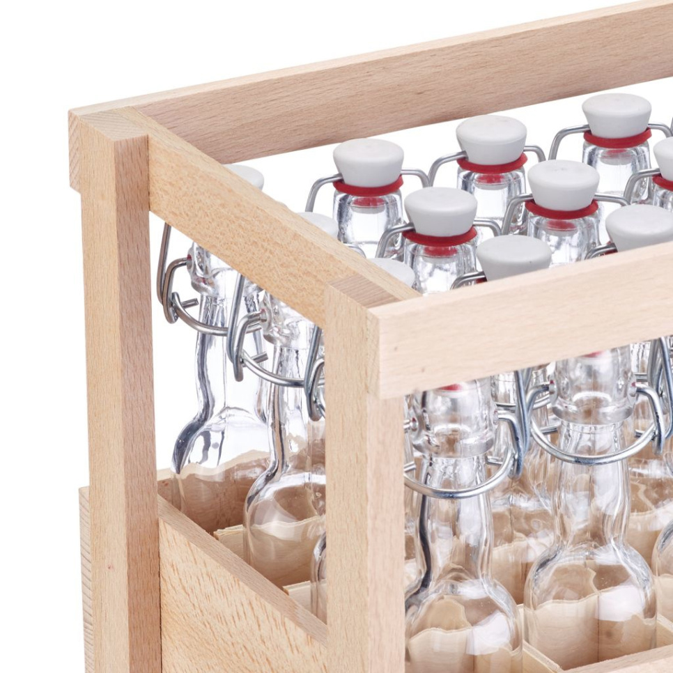 Glazen fles met draaidop met houten doosje, 40 ml, 24-pack - Westmark Glazen fles met draaidop met houten doosje, 40 ml, 24-pack - Westmark