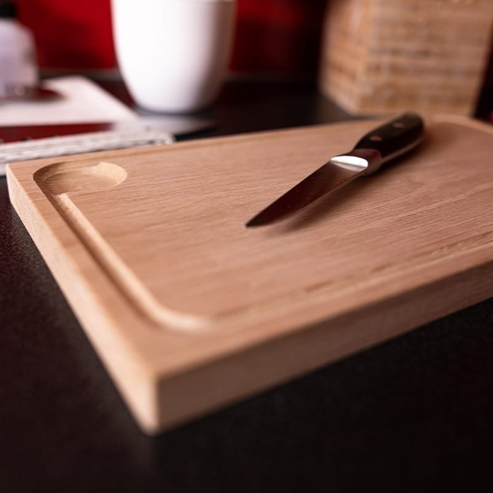 Plankstek plank in eik, met kurk onderlegger - AT-Line